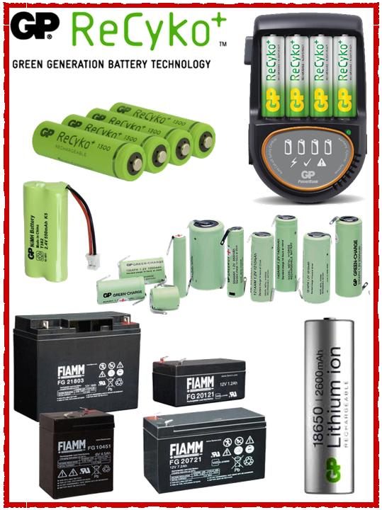 batterie ricaricabili NiMh NiCd Li Ion Litio Piombo Caricabatterie