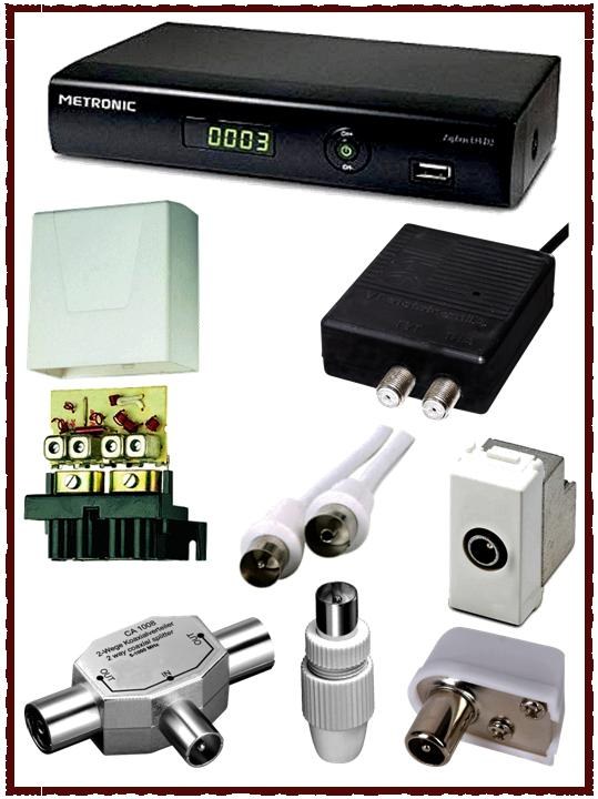 Decoder Digitale Terrestre, amplificatori antenna, derivatori, spinotti TV