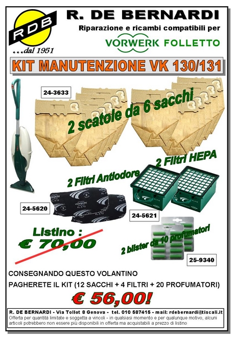 Kit Ricambi 12 Sacchetti 2 Filtri 12 Profumatori Compatibili