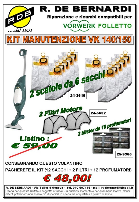 Offerte Sacchetti, Filtri Vorwerk Folletto 140 150